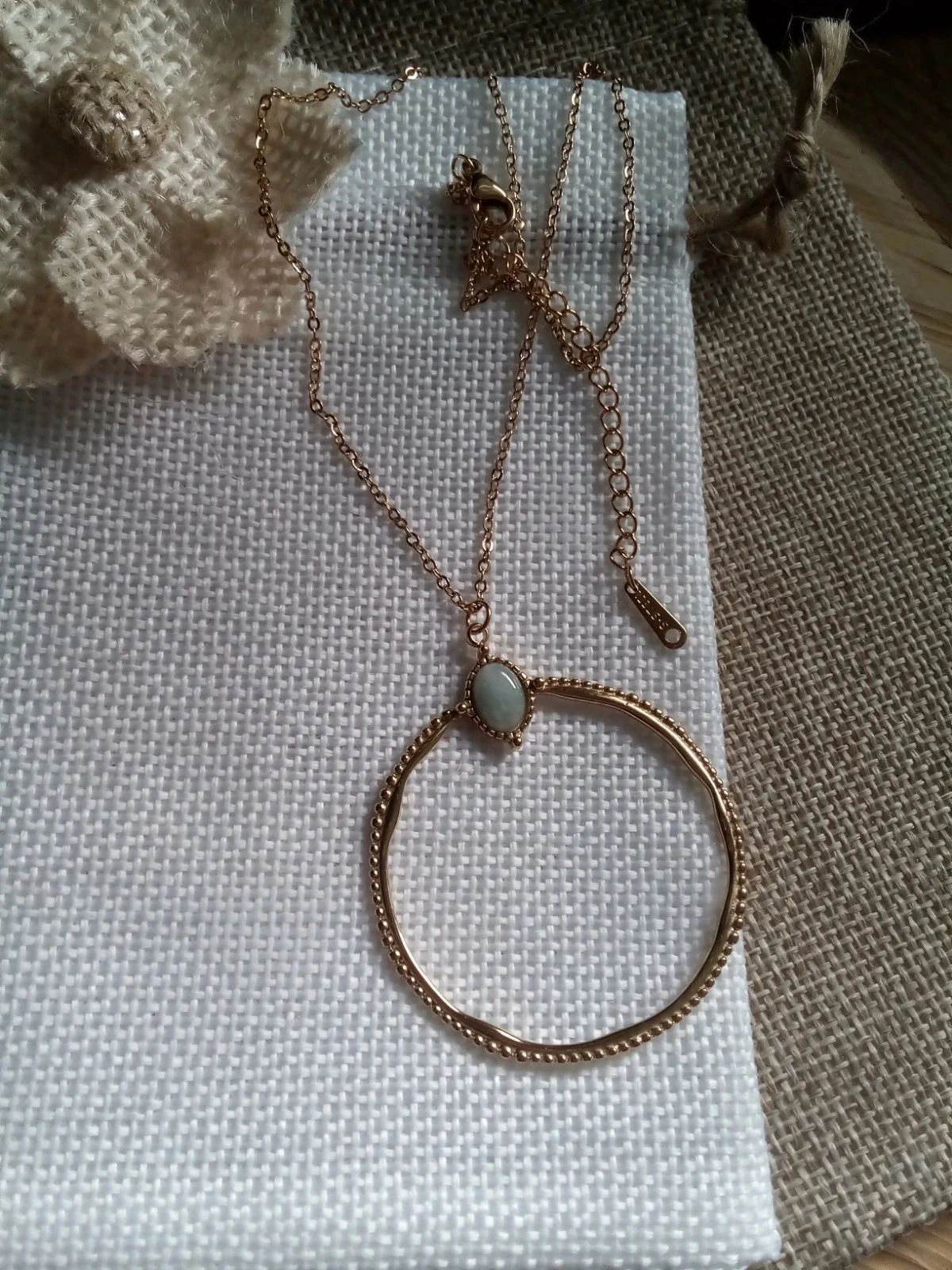 Collier bohème anneau et pierre d'amazonite – photo 2